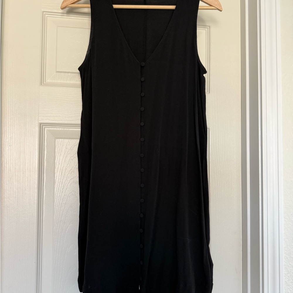 Madewell Black Sleeveless V-Neck button down Dress